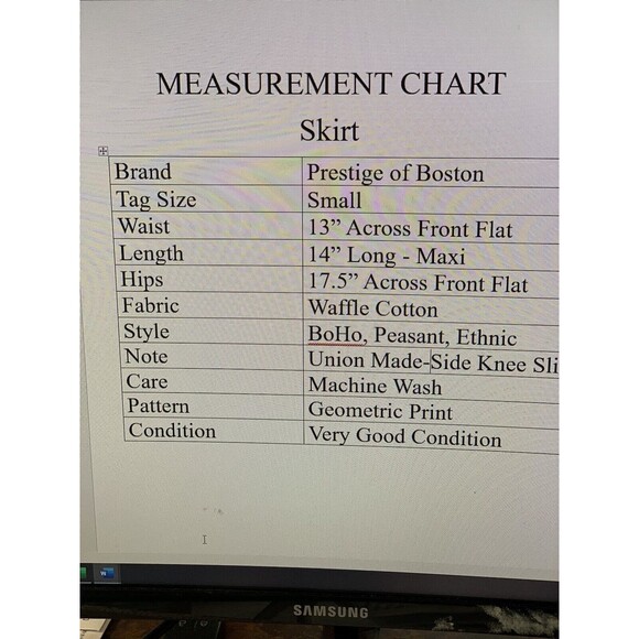 Prestige of Boston Maxi Skirt Geometric Pattern Size S Boho Union Made USA VTG - Picture 10 of 11